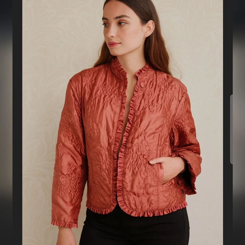 Chico's Salmon Pink Quilted Jacket